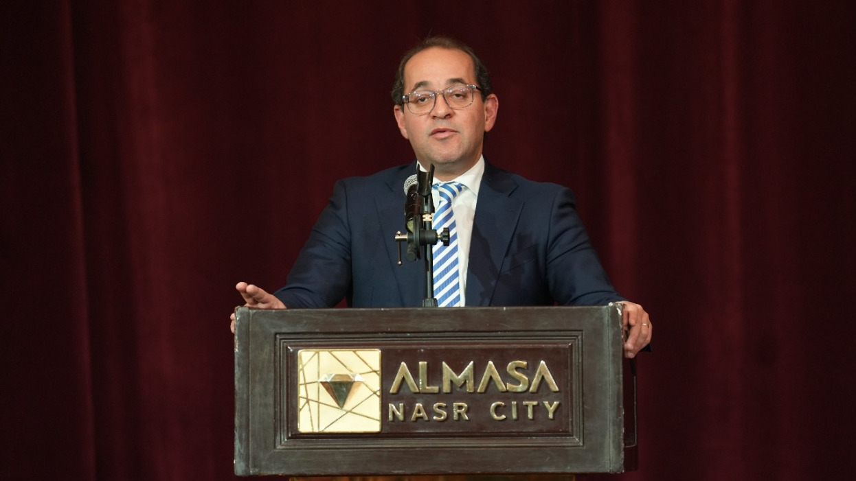 Ahmed Kouchouk, Egypt’s Minister of Finance, delivering a speech at a tax leadership event in Cairo focused on partnership, reform, and tax system development.